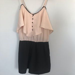 Beige and Black Romper